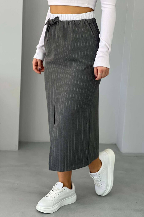 ELASTIC WAIST WOMEN SKIRT GREY/GRI 