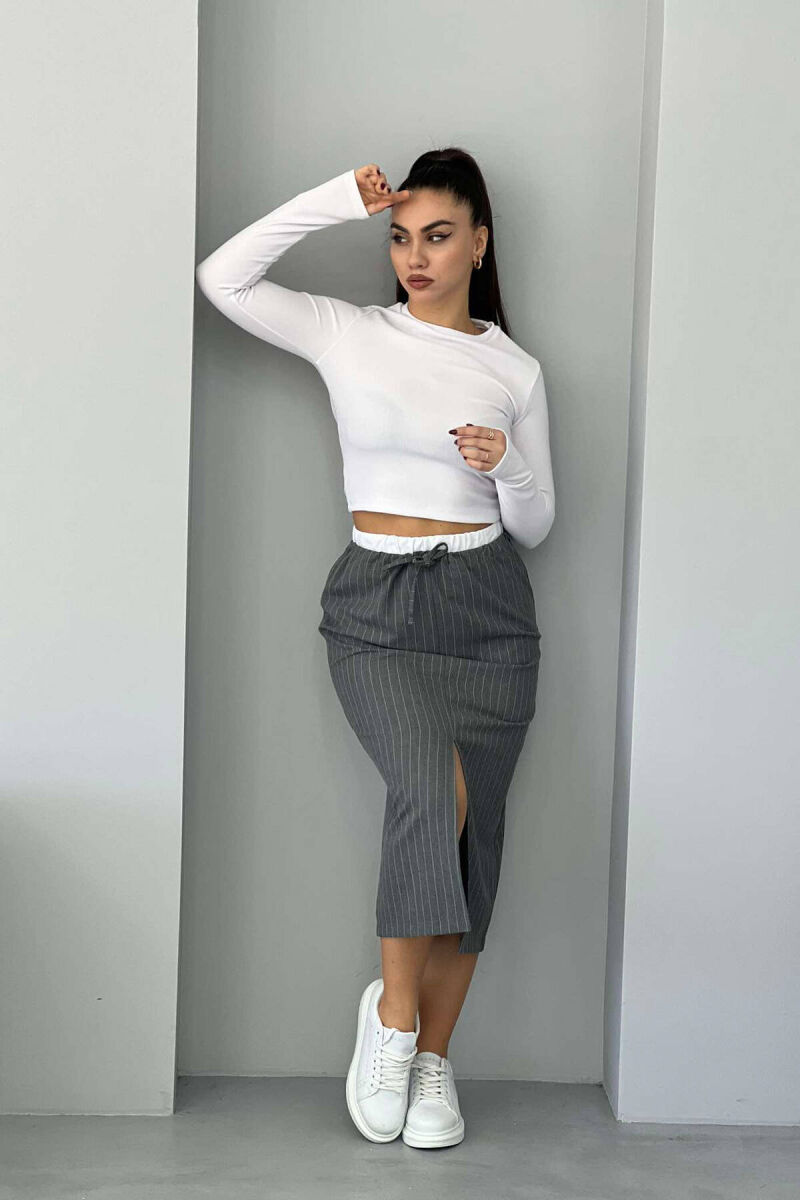 ELASTIC WAIST WOMEN SKIRT GREY/GRI - 6