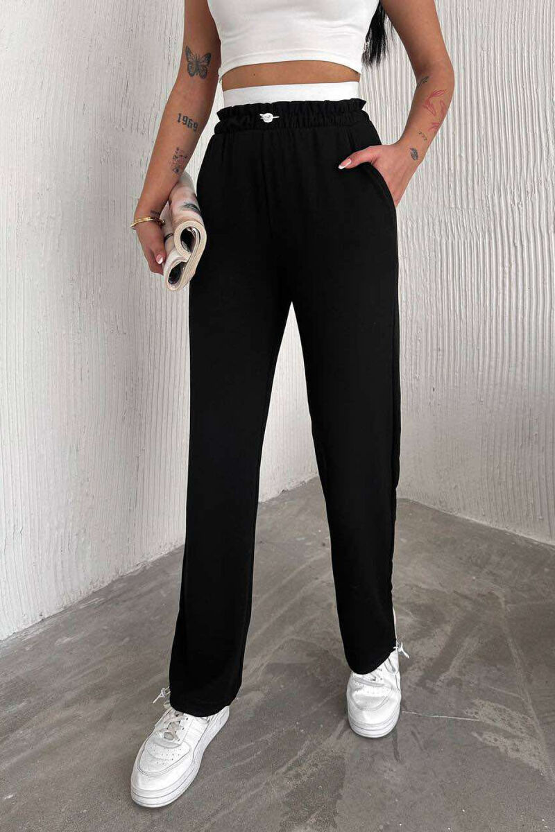 ELASTIC WAIST WOMEN SWEATPANTS IN BLACK COLOR - 2