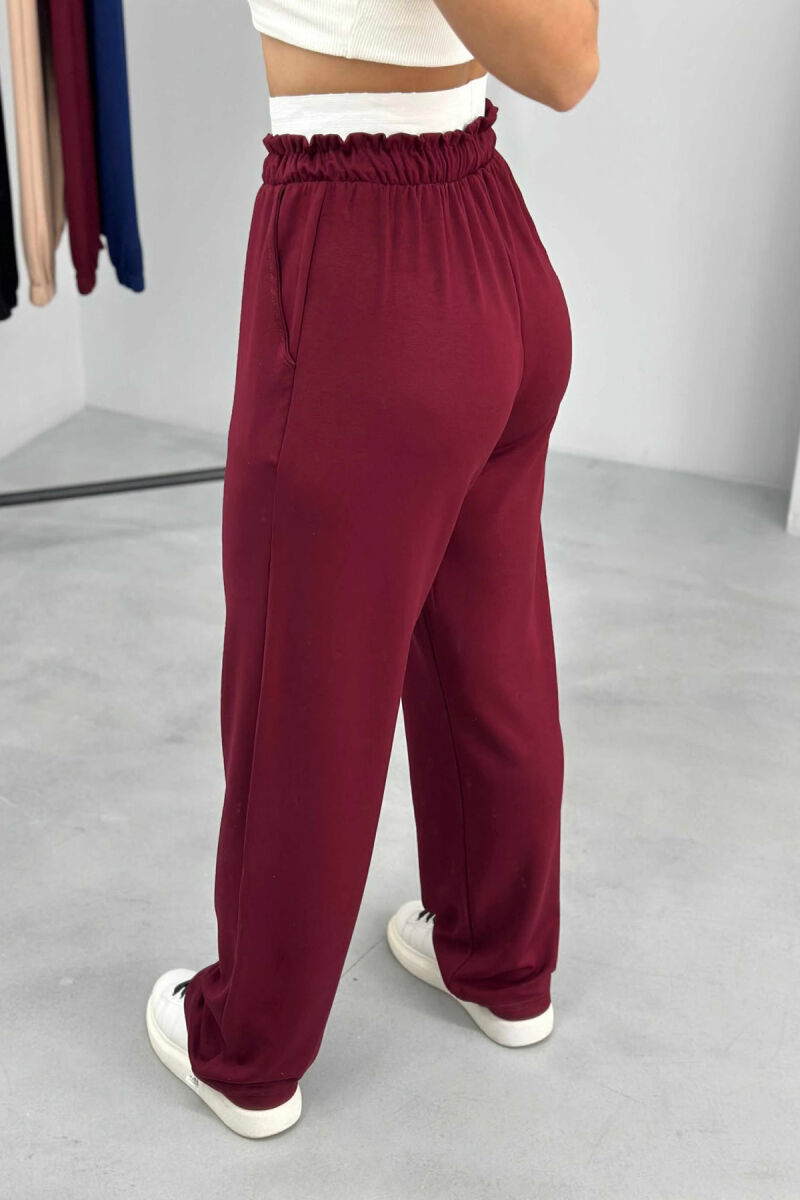 ELASTIC WAIST ONE COLOR WOMEN SWEATPANTS BURGUNDY/VISHNJE - 5