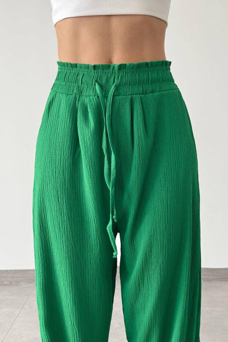 ELASTIC WAIST WOMEN TROUSERS GREEN/JESHILE - 2