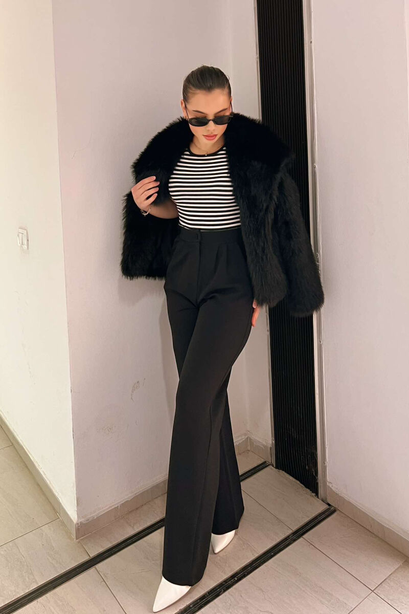 ELASTIC WAIST WOMEN TROUSERS IN BLACK COLOR - 2