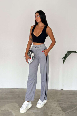 ELASTIC WAIST WRITTINGS WOMEN SWEATPANTS GREY/GRI 