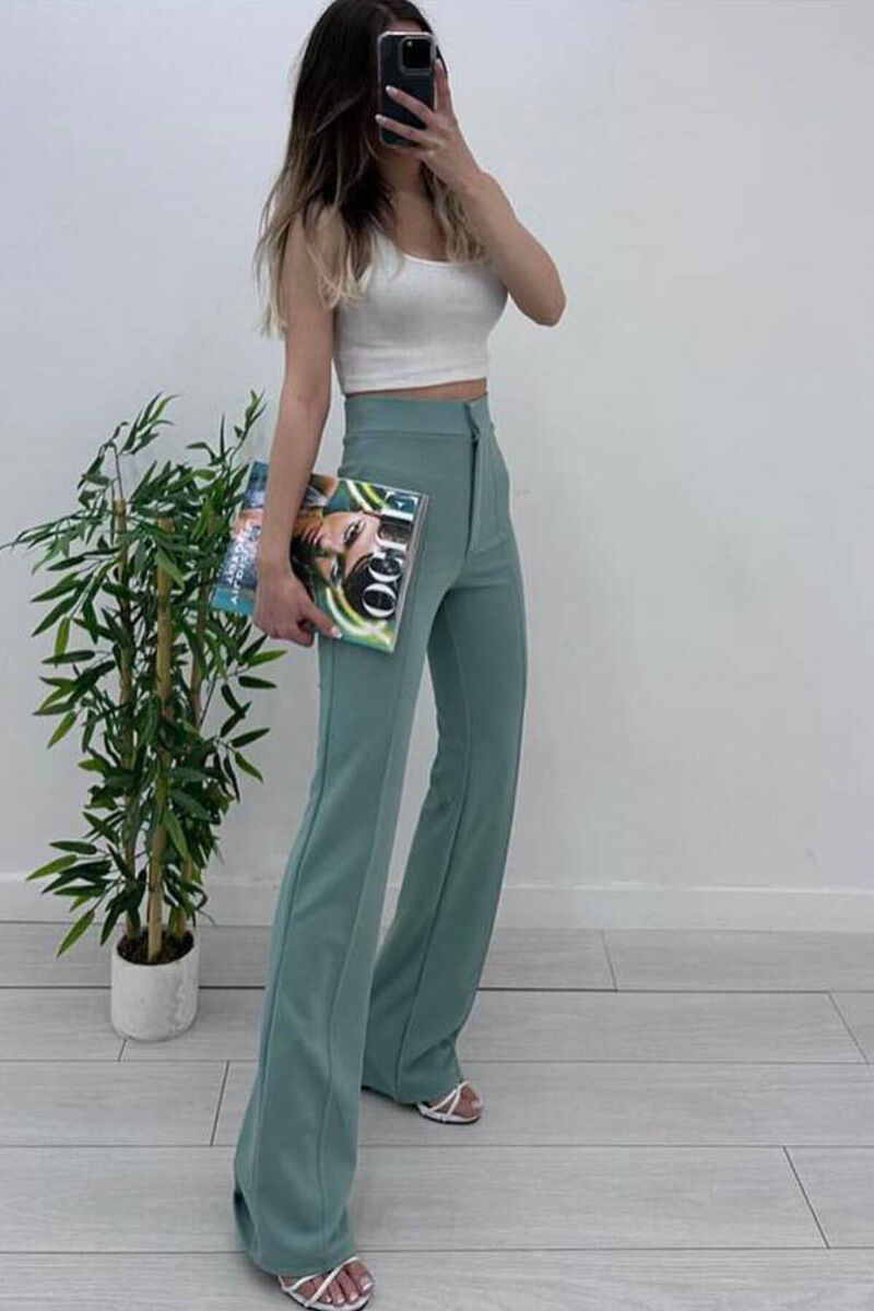 ELASTIC WOMEN TROUSERS IN MINT COLOR - 2