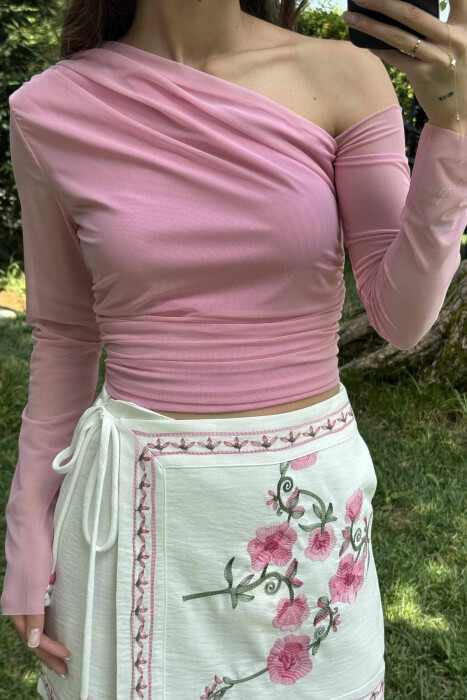 EMBROIDERED LACING WOMEN SKORT WHITE-E BARDHE - 1