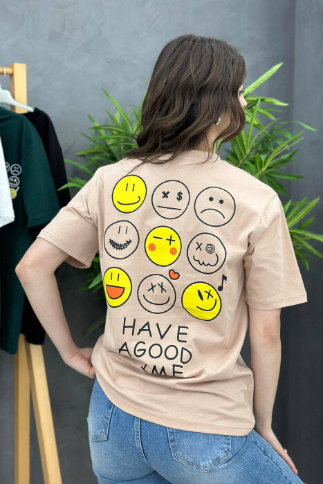 EMOJI COTTON WOMAN T-SHIRT BEIGE/BEZHE - 2