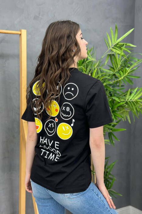 EMOJI COTTON WOMAN T-SHIRT BLACK/ E ZEZE - 2