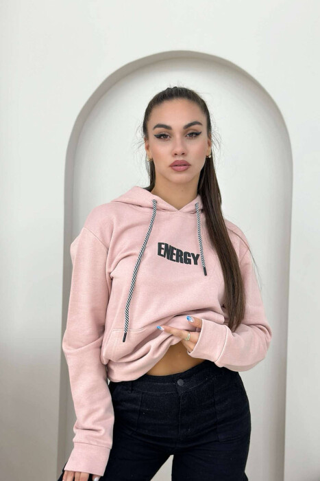ENERGY COTTON HOOD WOMAN HOODIE POWDER/PUDER 