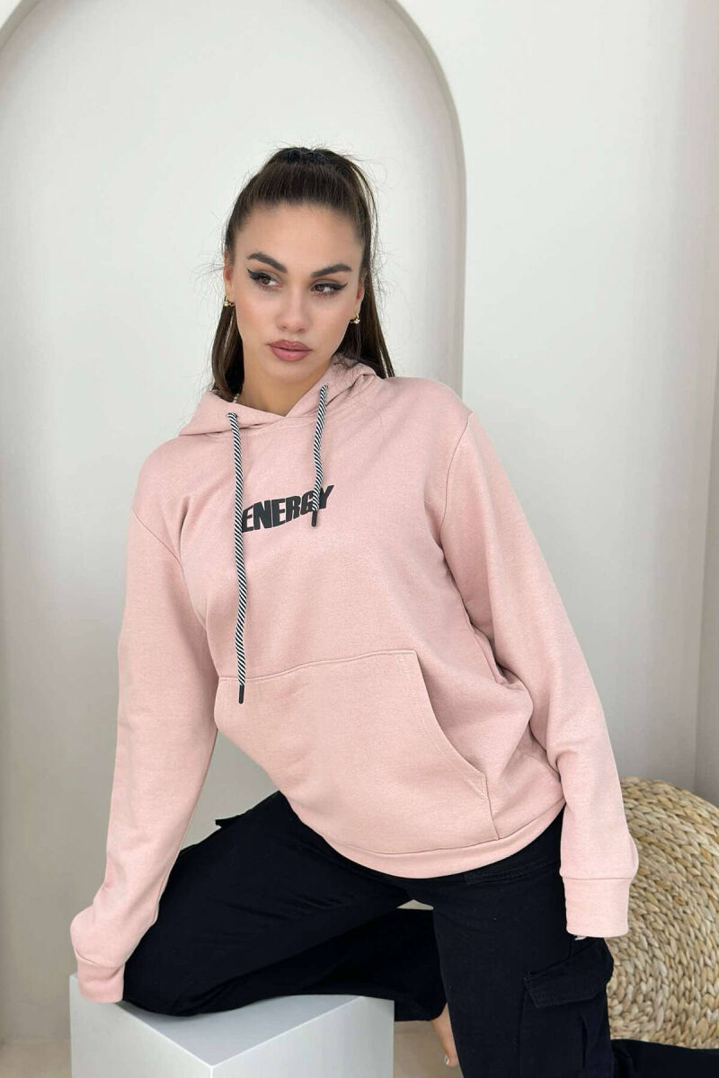 ENERGY COTTON HOOD WOMAN HOODIE POWDER/PUDER - 4