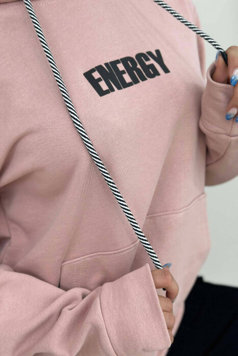 ENERGY COTTON HOOD WOMAN HOODIE POWDER/PUDER - 5
