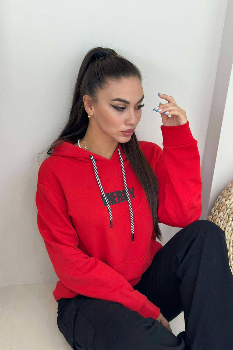 ENERGY COTTON HOOD WOMAN HOODIE RED/E KUQE - 1