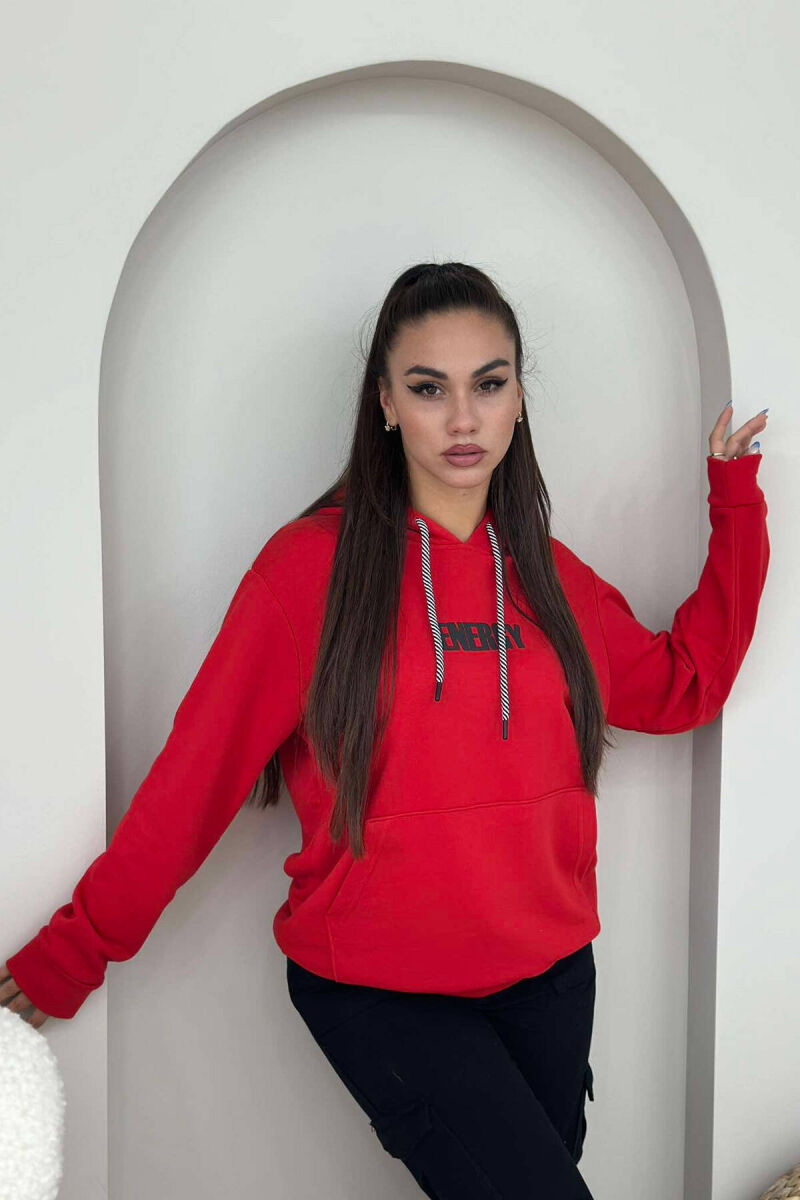 ENERGY COTTON HOOD WOMAN HOODIE RED/E KUQE - 2