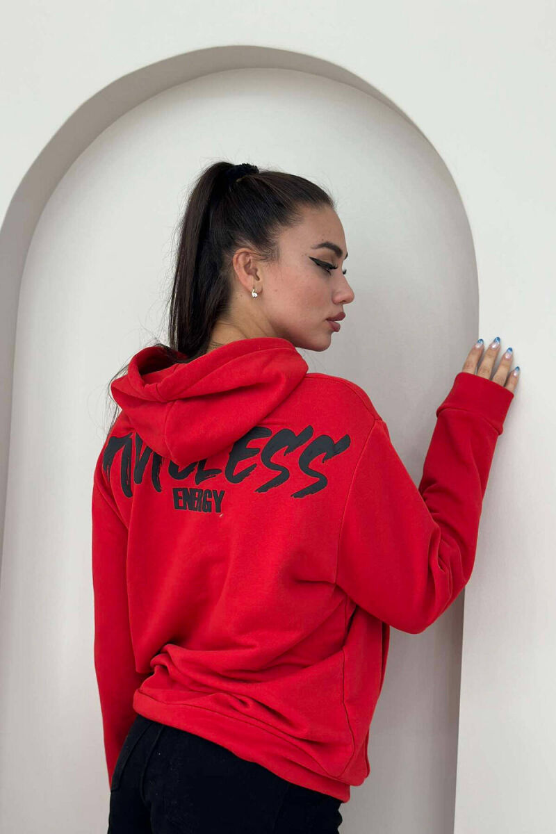 ENERGY COTTON HOOD WOMAN HOODIE RED/E KUQE - 4