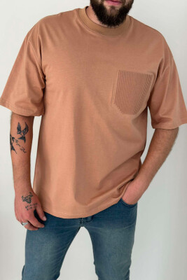 FAKE POCKET DESIGN MEN T-SHIRT BROWN/KAFE 