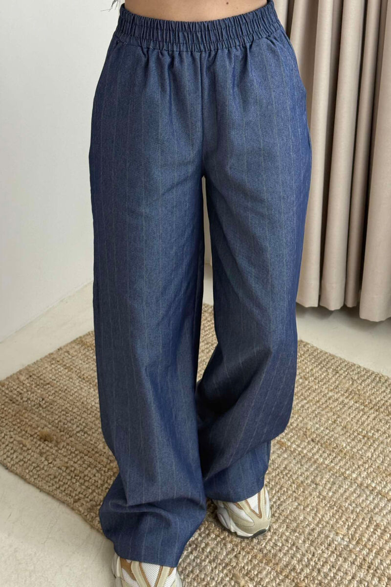 FAKE POCKETS STRIPED SHIRT+TROUSERS WOMEN SET BLUE/BLU - 7