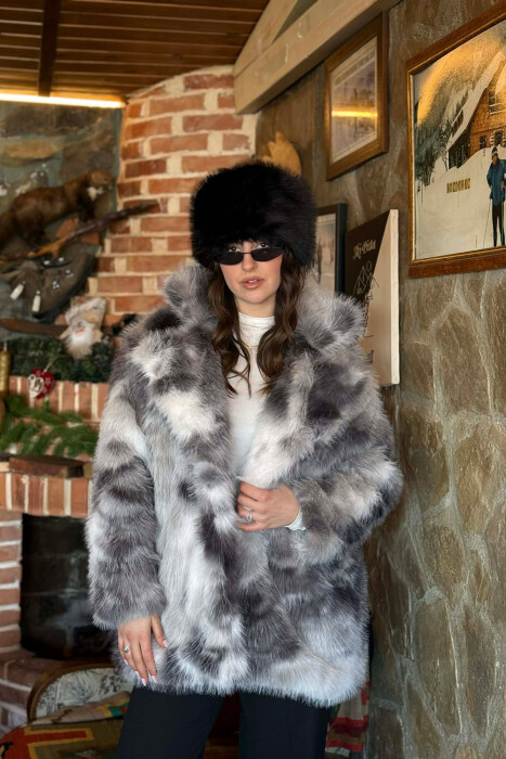 FAUX FUR BUTTONED WOMEN COAT GREY/GRI - 1