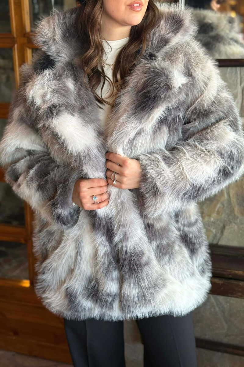 FAUX FUR BUTTONED WOMEN COAT GREY/GRI - 2