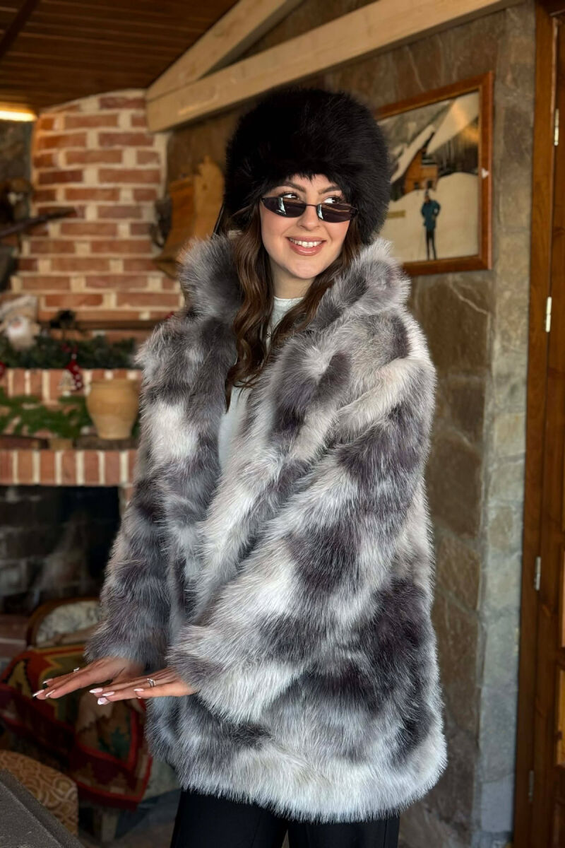 FAUX FUR BUTTONED WOMEN COAT GREY/GRI - 4