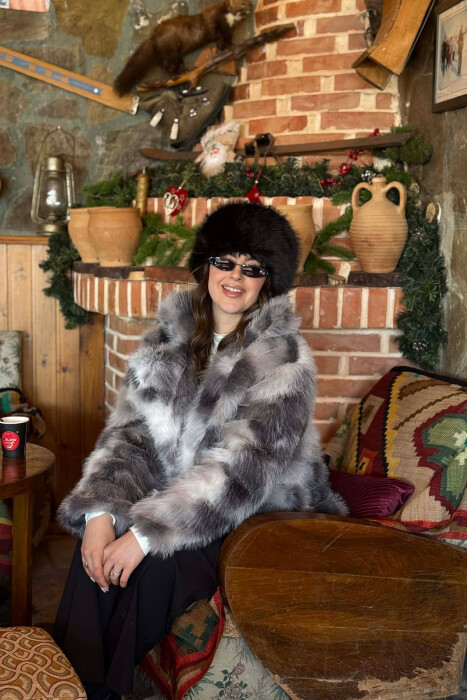 FAUX FUR BUTTONED WOMEN COAT GREY/GRI - 5