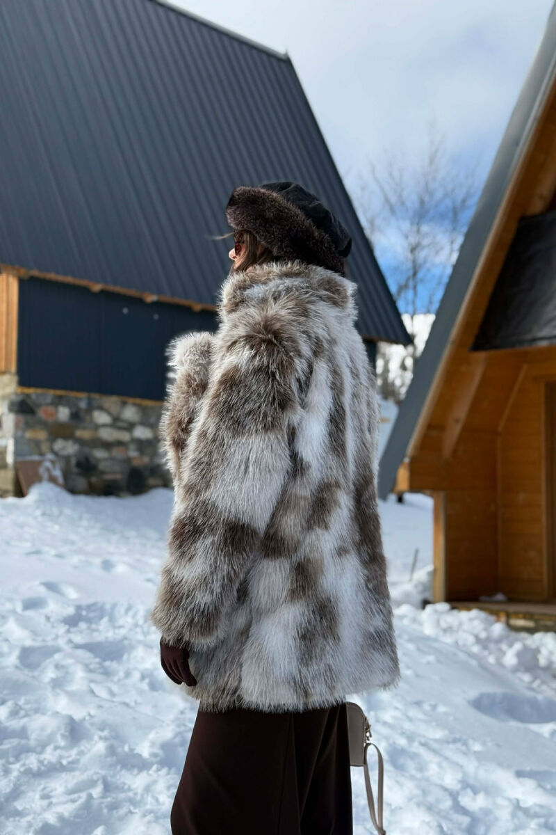 FAUX FUR BUTTONED WOMEN COAT LIGHT BROWN/KAZB - 6