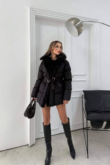 XHUP ME LIDHESE DHE ME DETAJ PELLUSHI PER FEMRA NE NGJYRE TE ZEZE - KLAUDIO FASHION