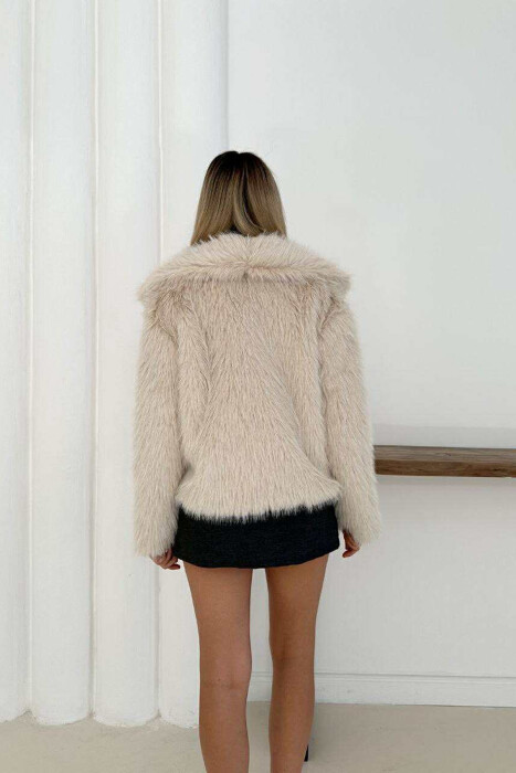 FAUX FUR ONE COLOR WOMEN JACKET BEIGE/BEZHE - 7