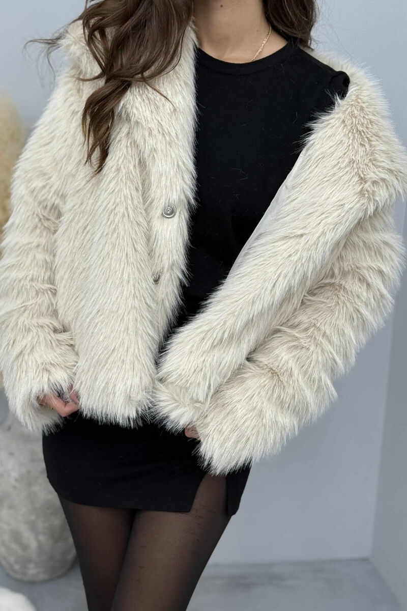 FAUX FUR ONE COLOR WOMEN JACKET BEIGE/BEZHE - 4
