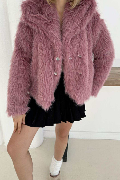 FAUX FUR ONE COLOR WOMEN JACKET LIGHT PURPLE/LEZB - 7