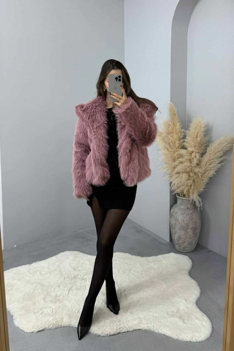 FAUX FUR ONE COLOR WOMEN JACKET LIGHT PURPLE/LEZB - 1