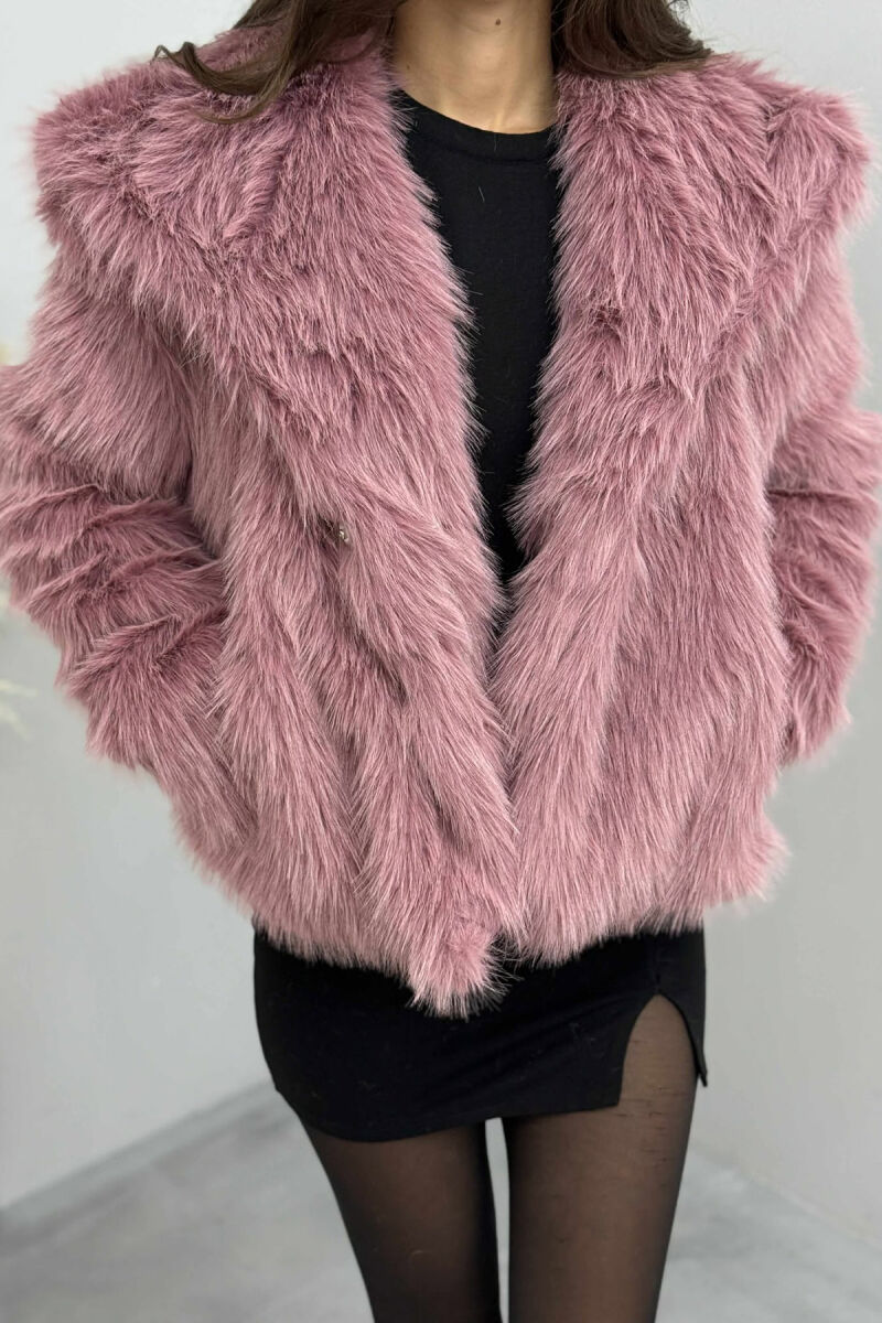 FAUX FUR ONE COLOR WOMEN JACKET LIGHT PURPLE/LEZB - 3