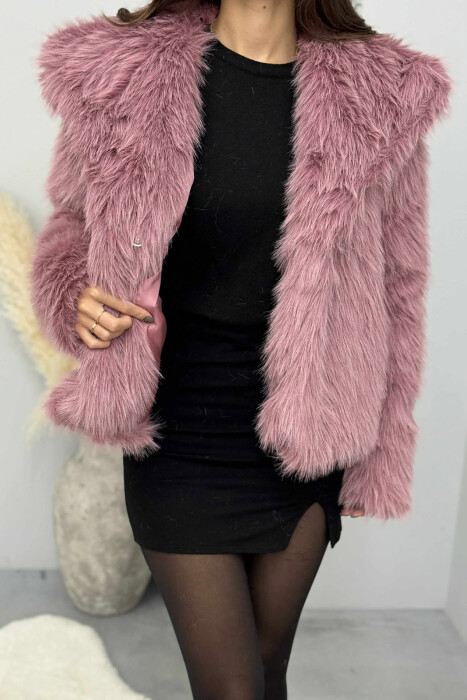 FAUX FUR ONE COLOR WOMEN JACKET LIGHT PURPLE/LEZB - 4