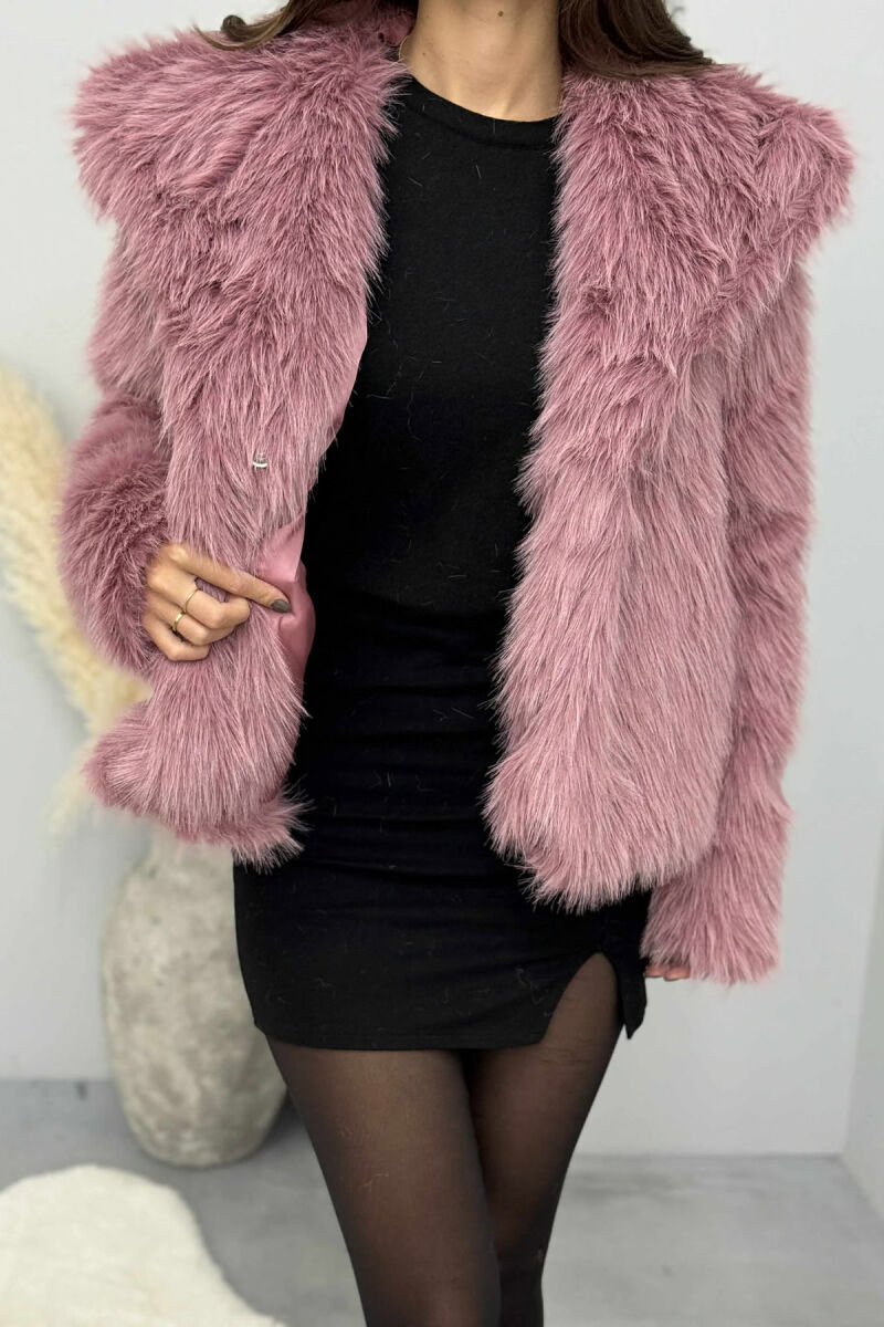 FAUX FUR ONE COLOR WOMEN JACKET LIGHT PURPLE/LEZB - 4