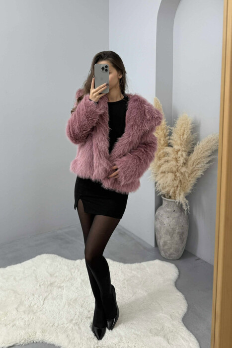 FAUX FUR ONE COLOR WOMEN JACKET LIGHT PURPLE/LEZB - 5