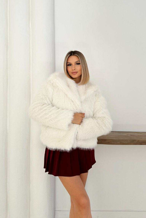 FAUX FUR ONE COLOR WOMEN JACKET WHITE-E BARDHE - 7