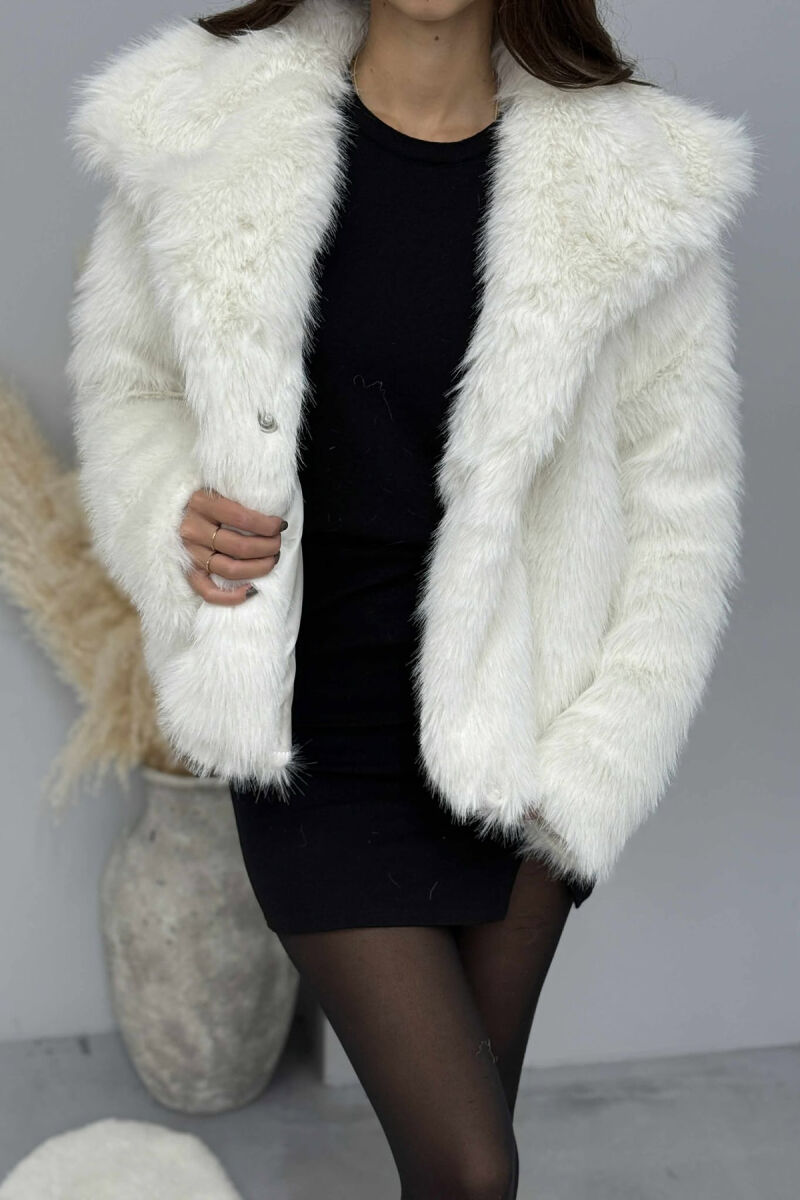 FAUX FUR ONE COLOR WOMEN JACKET WHITE-E BARDHE - 4