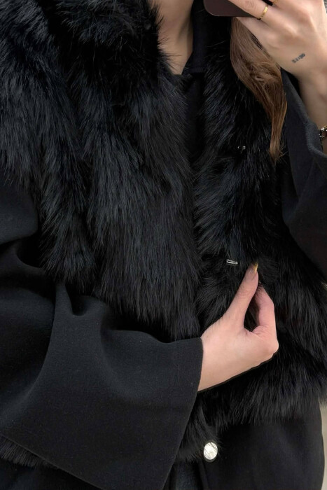 FAUX FUR ONE COLOR WOMEN VEST BLACK/ E ZEZE - 10