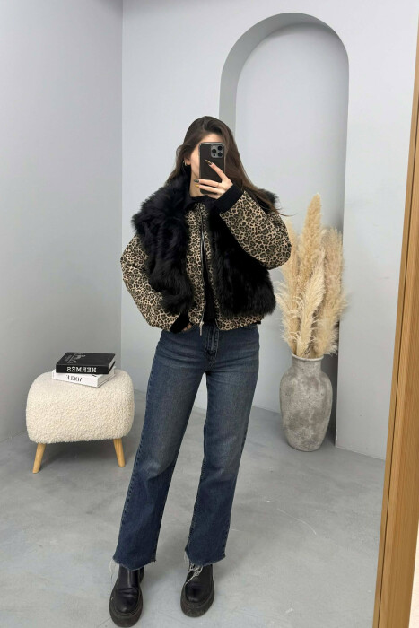 FAUX FUR ONE COLOR WOMEN VEST BLACK/ E ZEZE - 2