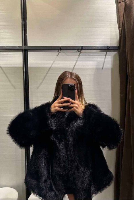 FAUX FUR WOMEN JACKET BLACK/ E ZEZE - 2