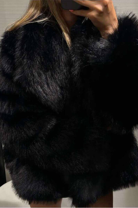 FAUX FUR WOMEN JACKET BLACK/ E ZEZE - 3