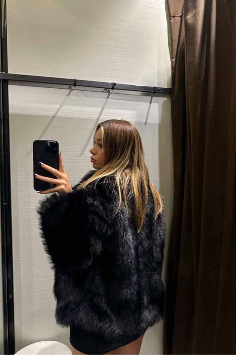 FAUX FUR WOMEN JACKET BLACK/ E ZEZE - 4