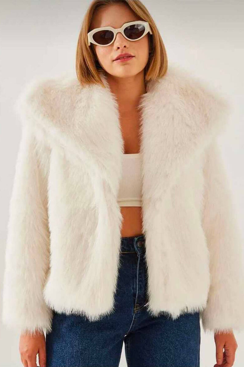 FAUX FUR WOMEN JACKET WHITE-E BARDHE - 1