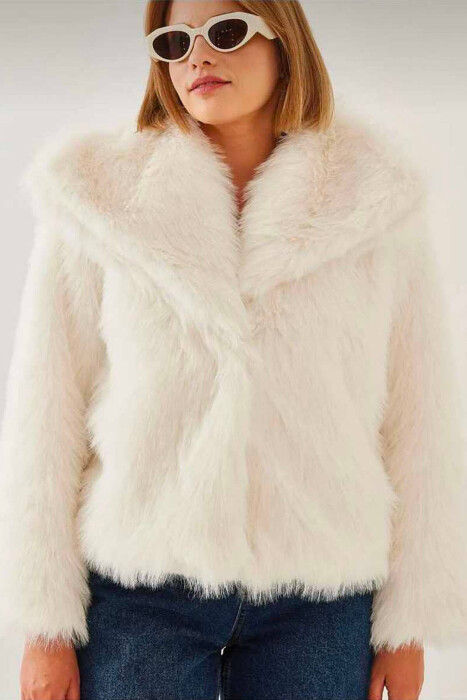 FAUX FUR WOMEN JACKET WHITE-E BARDHE - 5