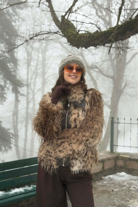 FAUX FUR ZIPPER WOMEN COAT LEO/LEOPARD - 6