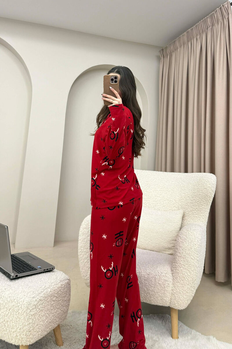 FESTIVE DESIGN SHIRT+ TROUSERS WOMEN PYJAMAS RED/E KUQE - 6