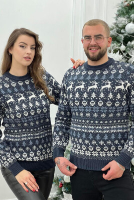 FESTIVE DESIGN UNISEX SWEATER DARK BLUE/BEE 