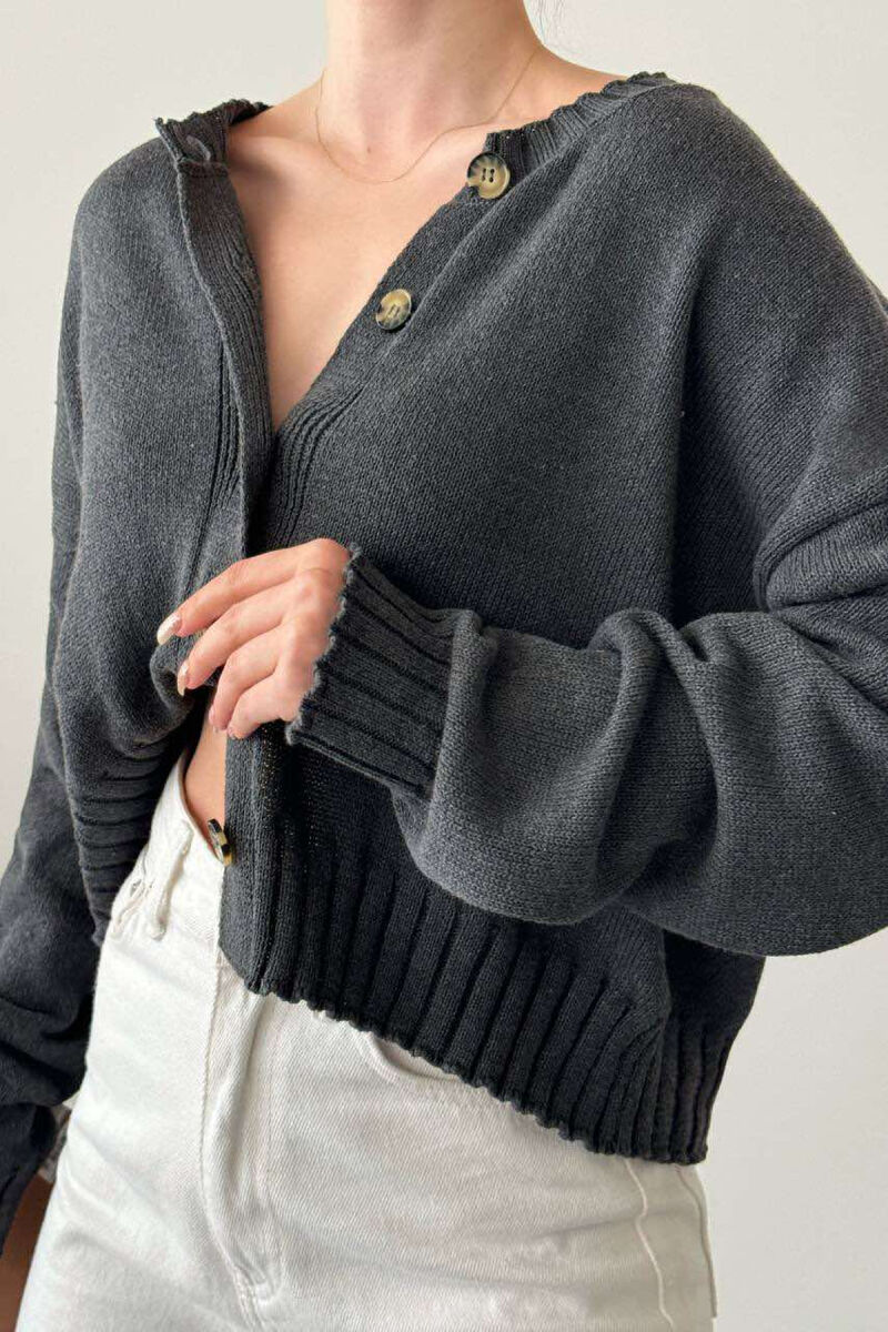 FIVE BUTTONS ONE COLOR WOMAN CARDIGAN DARK GREY/GEE - 2