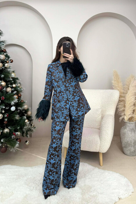 SET XHAKETE +PANTALLONA ME MOTIVE LULESH PER FEMRA NE NGJYRE BLU - KLAUDIO FASHION