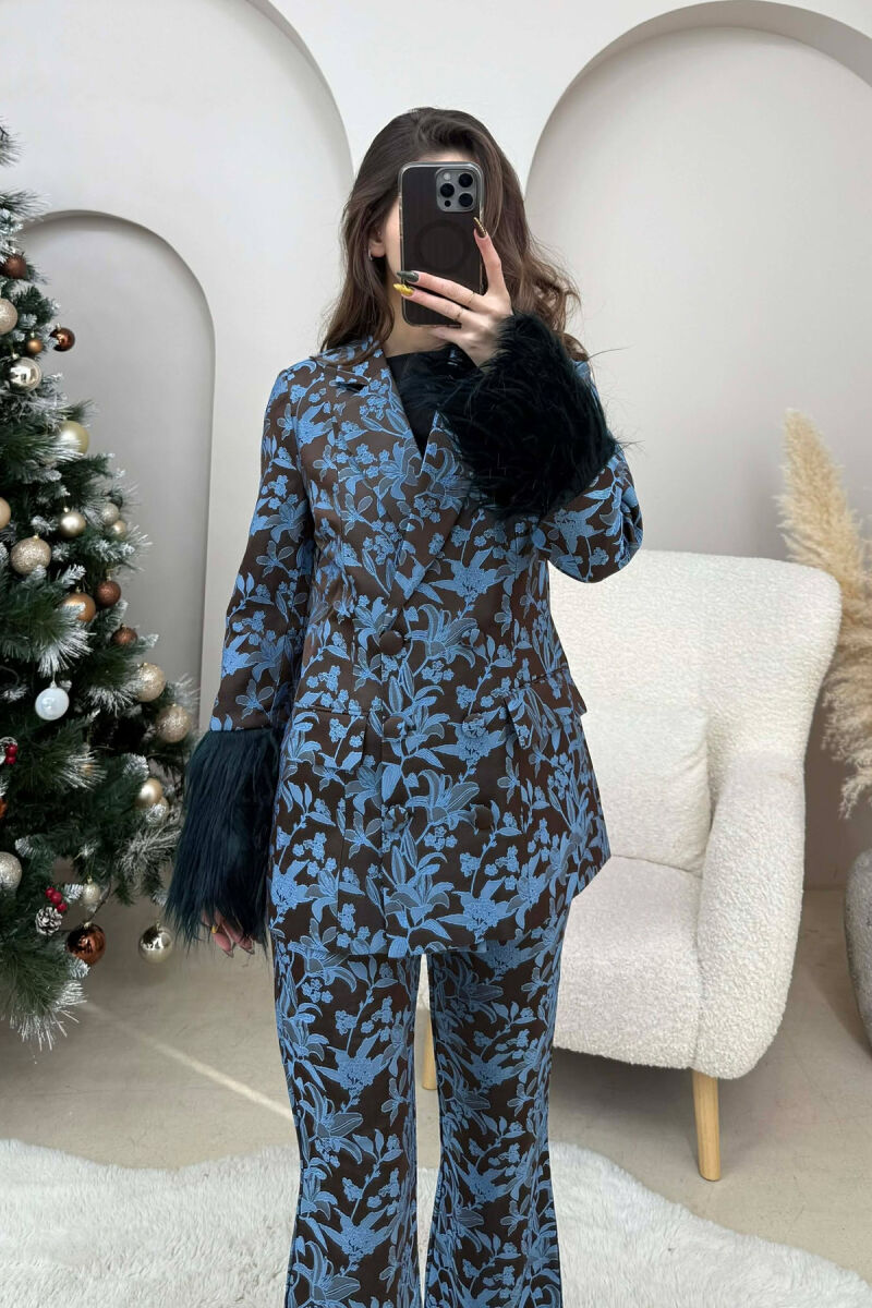 FLORAL DESIGN JACKET+ TROUSERS WOMEN SET BLUE/BLU - 2