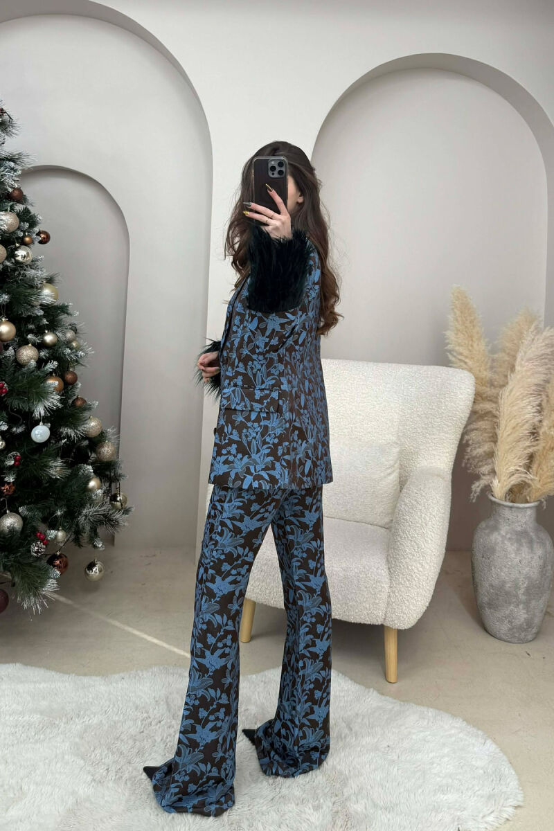 FLORAL DESIGN JACKET+ TROUSERS WOMEN SET BLUE/BLU - 3