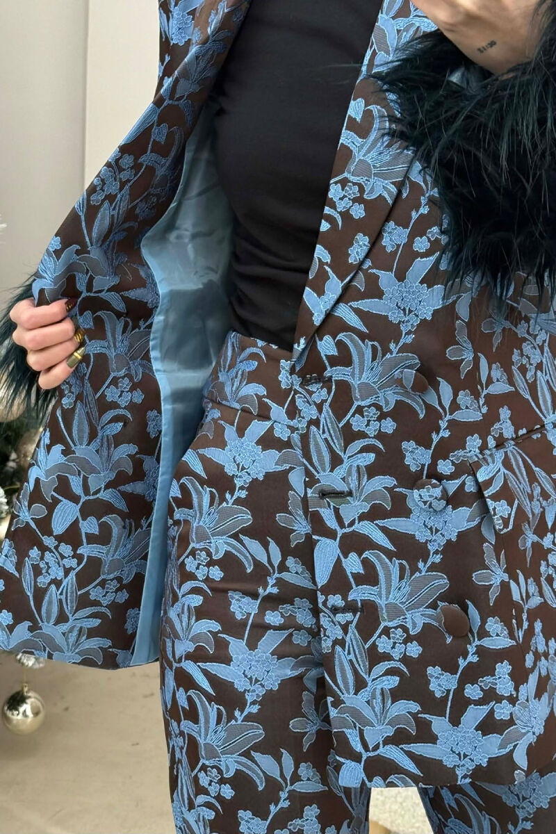 FLORAL DESIGN JACKET+ TROUSERS WOMEN SET BLUE/BLU - 4